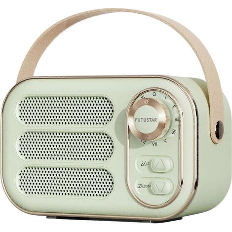 This multi-functional portable mini FM radio features a Bluetooth speaker and supports USB input.