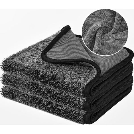 Juego de 3 paños de microfibra para coche, toallas de 30 x 40 cm para coches y motocicletas, paños de microfibra absorbentes. (1/5)