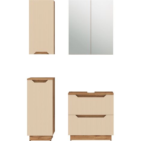 Conjunto de muebles de baño Lotta, Rayas roble/cachemira, 4 partes, Vicco (1/5)