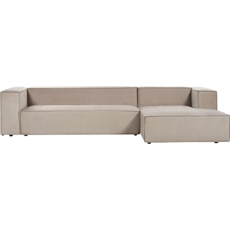 Sofá esquinero tapizado minimalista 3 plazas gris pardo izquierdo Vernon (1/5)