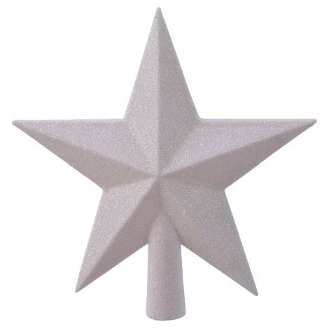 Kaemingk Puntale per Albero di Natale a Forma di Stella con Glitter Bianco in Plastica Infrangibile 19 cm (1/2)