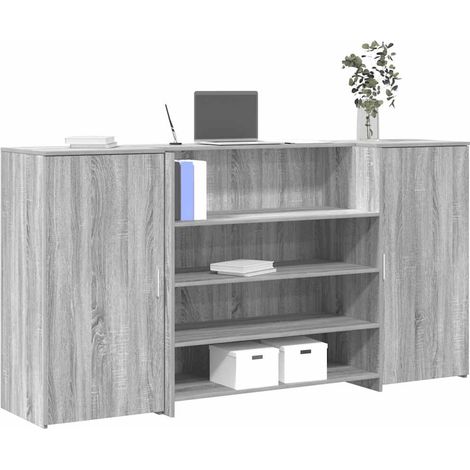 Bureau de réception sonoma gris 200x50x103,5 cm bois ingénierie vidaXL (1/5)
