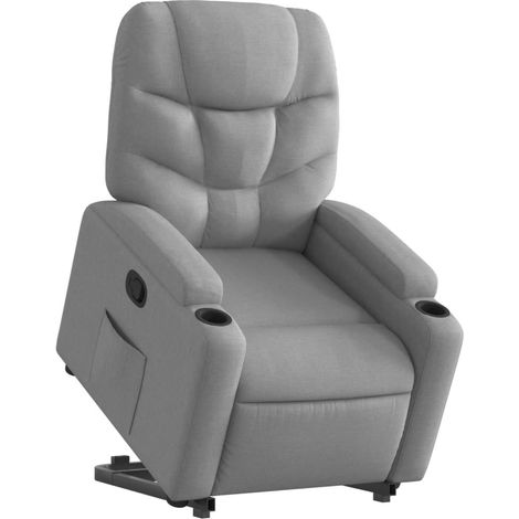 Sillón relax TV cómodo tapizado con función de elevación eléctrica en tela gris claro DEC027899 (1/5)