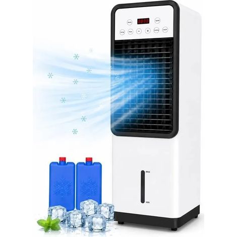 Rafraîchisseur d'air portable 2 en 1 1800W – Chauffage, humidificateur, télécommande – Réservoir 2L, oscillant, pour espaces jusqu'à 10m²