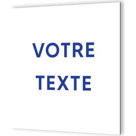 Plaque personnalisable 20x20 cm - Panneau signalétique Dibond aluminium brossé - Blanc et bleu - Impression UV, 3 mm épaisseur (1/5)