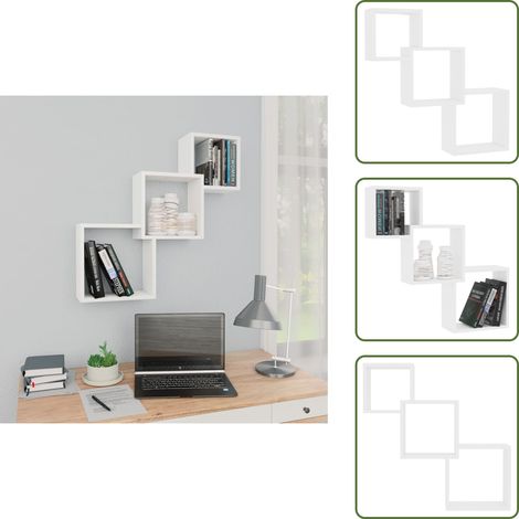 The Living Store Cube Wandregale Weiß 68x15x68 cm Holzwerkstoff - Holzregal (1/5)