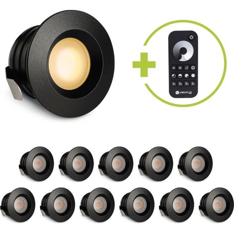 Einbaustrahler Mini flach Torino 3W 2700K IP44 - Farbe: schwarz matt - Anzahl: 12x