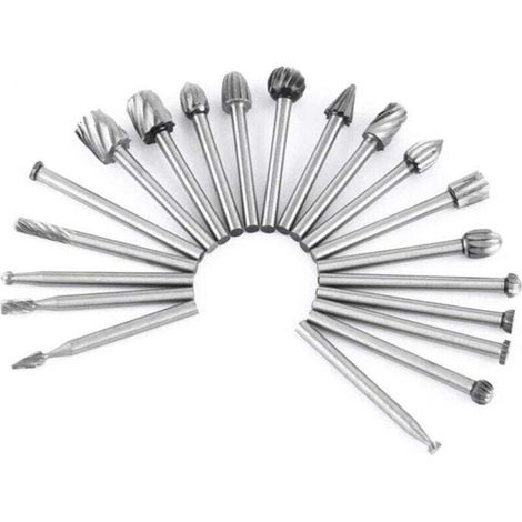 Fraises Rotatives, 20Pcs Acier au Tungstène Fraisage HSS Fraise Bois Outil de Routage du Bois avec 1/8 '' 3mm Tige pour Accessoires Outil Rotatif pour Bricolage Menuiserie, Gravure, Perç (1/4)