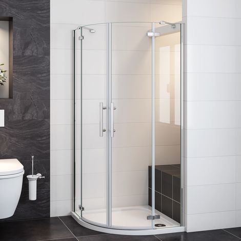 80x80cm 195cmDuschkabine Runddusche Duschabtrennung Scharniertür Nano Glas Dusche Ohne Duschtasse (1/5)