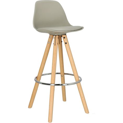 Sgabello Nord, grigio, gambe in legno di faggio, ecopelle (1/5)