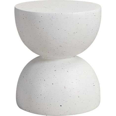 Table d'Appoint Extérieur Blanc Terrazzo – MgO Léger, Résistant UV/Eau, Style Moderne, Sans Montage, Pour Jardin/Balcon/Piscine (1/5)