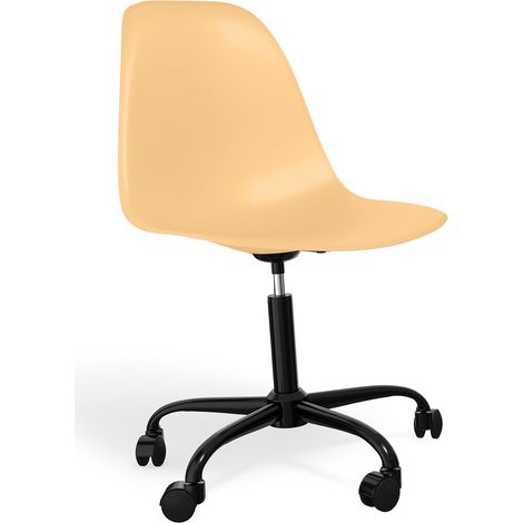Office Chair - Wheeled Desk Chair - Black Frame - Denisse Pastel orange