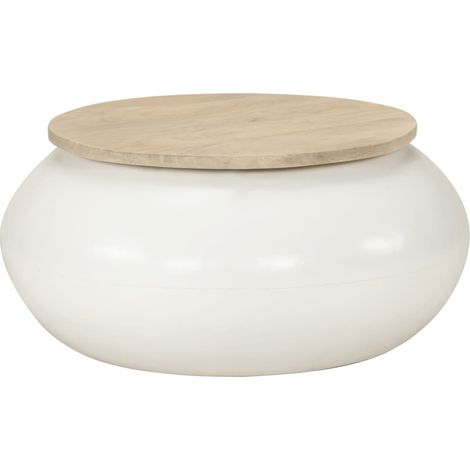 Couchtisch Weiß 51x51x27 cm Massivholz Mango