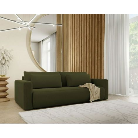 Divano Letto 2 Posti Erbezzo, Contenitore, di Apertura a Libro, Reclinabile, 240x105 cm Verde (1/5)