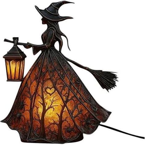 Lampe de table/veilleuse décorative en forme de chapeau de sorcière pour Halloween - 12,5 x 11 x 16 cm (1/5)
