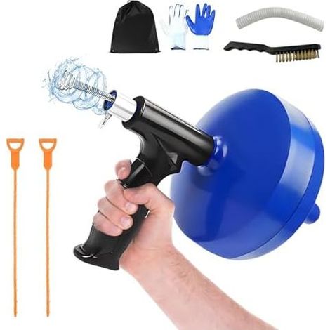 Abflussspirale 7,6 m, manuell oder mit Bohrmaschine verwendbar – Mini-Abflussreinigungsset, Handschuhe, Beutel, Bürste und Stangen, geeignet für Küche, Spüle und Dusche (1/5)