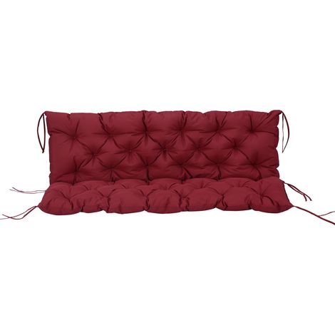 Cojín para banco con respaldo 150 x 98 x 8 cm rojo de poliéster con 6 cintas (1/5)