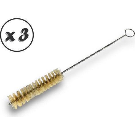 Goupillon SOIE multifonction Différents diamètres Garnissage 80 mm Manche Torsadé 250 mm - Quantité x 3 - Ø 20 mm - SOIE (1/5)