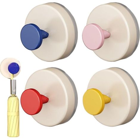 4-Piece Bathroom Towel Hook Set - Wall-Mounted Hooks - Removable and Attachable, Towel Holder for Bathroom, Kitchen, Outdoor Use, Closet, Wall, Glass Door, Home (1/5)