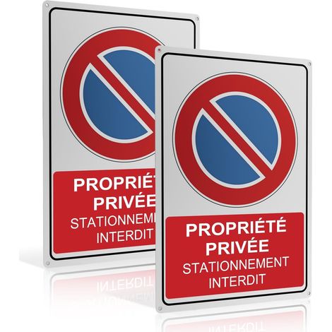 2 Pièces Panneau Propriété Privée Stationnement Interdit Aluminium (1/5)