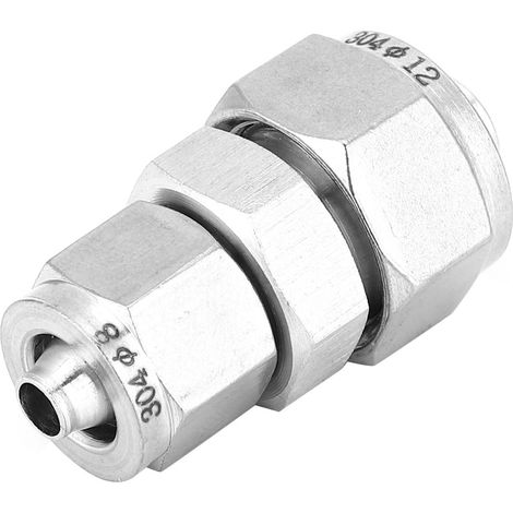Pièce de réduction, conception droite, acier inoxydable, raccord rapide, connexion pneumatique 8–6 mm/10–8 mm/12–8 mm (1/5)