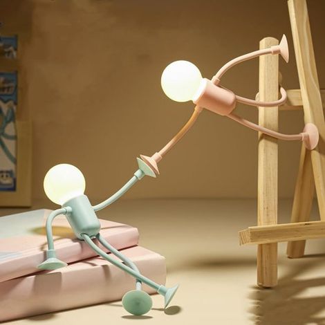4 lámparas de noche divertidas con forma de atleta y ventosa, Mini lámpara de noche DIY con forma para niños, Forma intercambiable (1/5)