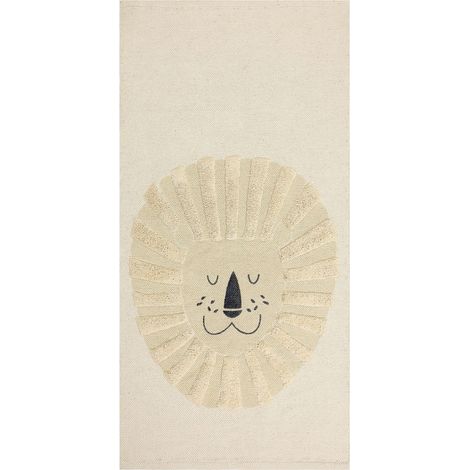 Tappeto per bambini in cotone con motivo leone 80 x 150 cm tessuto a mano Beige Balari
