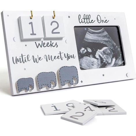Ultraschall-Fotorahmen, Ultraschall-Fotorahmen mit Countdown der Babywochen, Schwangerschaftsgeschenk für werdende Eltern, Glückwunsch, unverzichtbares Accessoire für Schwangere, Babyankündigung für G