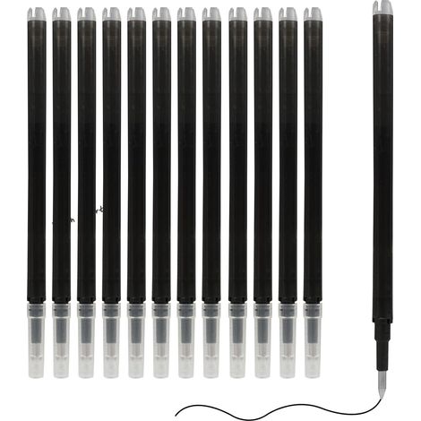 Pack de 12 Recharges Stylo Gel Noir Effaçables 0.5mm, Compatible avec les stylos pilot, Recharges de Haute Qualité pour Stylos Rechargeables, Écriture Fluide et Séchage Rapide (Noir)