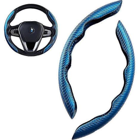 1 paire de housses de volant en fibre de carbone neuves pour femmes et hommes, accessoire de voiture sûr et antidérapant, protection universelle pour volant de voiture (1/5)
