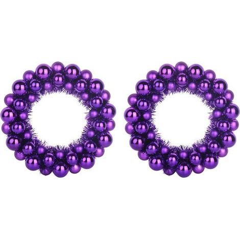 Couronne de boules de Noël, 2 pièces, violet clair, 33 x 33 x 7 cm (1/5)