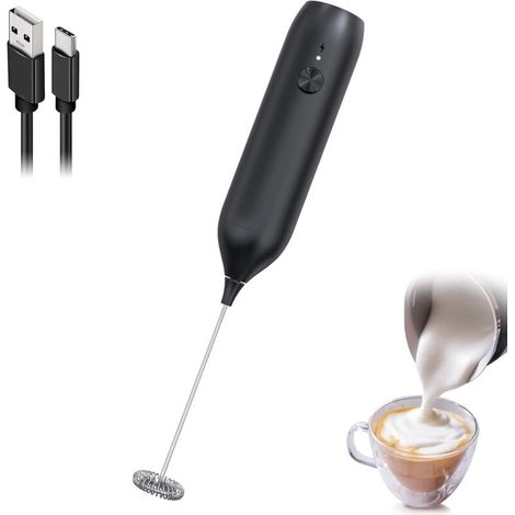 Mousseur à lait portatif, mélangeur de boissons au café matcha rechargeable, mélangeur de boissons portable électrique de type C Mini fabricant de mousse de latte de smoothie au chocolat chaud (1/4)