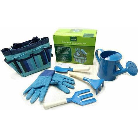 Kit d'outils de Jardin pour Enfants Ensemble de Jardin d'extérieur pour Enfants Outillage de Jardin pour Enfants (Bleu) (1/5)