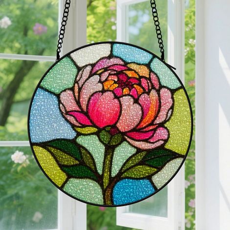 9cm Suspension en vitrail - Attrape-soleil minimaliste élégant unique, décoration jardin fenêtre, cadeau Fête des Pères, Anniversaire pour homme, femme (1/5)