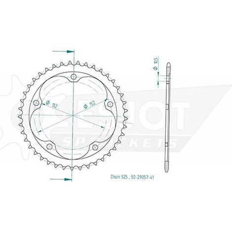Esjot - Couronne Acier - 525 - 41 Dents - Made in Germany