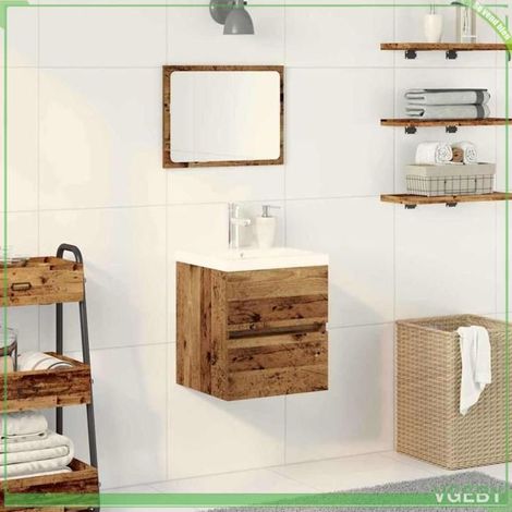 Cabinet de lavabo - 3333144 - Chêne noir - Bois d'ingénierie - Mural 41 x 39 x 62 cm (1/5)