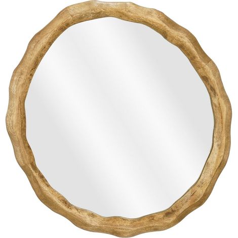 Miroir mural rond en bois de manguier marron foncé pour couloir et chambre 36 x 38 cm - PANGIVO (1/4)
