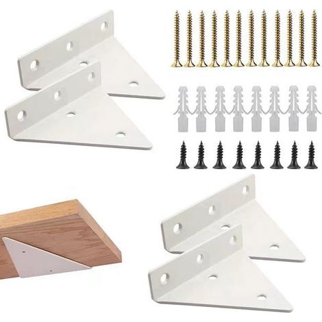 (4 pièces blanc) Support d'étagère triangulaire Angle d'étagère flottant Support d'étagère murale Support d'étagère mural Invisible Triangle flottant (1/5)