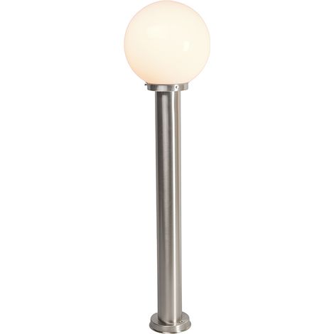 QAZQA Moderno Farola moderna de exterior de acero inoxidable 100 cm - Sfera Plástico / Alargada Adecuado para LED Max. 1 x 40 Watt