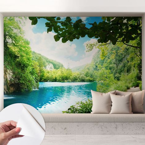 Papier peint autocollant avec imprimé pour décoration intérieure pour rénovation a motif Oasis naturelle 208x146 cm (1/5)