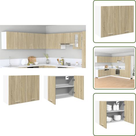 The Living Store Armoire suspendue Chêne sonoma 80x31x60 cm Aggloméré - Armoire Suspendue - Meuble De Cuisine - Rangement Cuisine - Placard Mural - Étagères Murales (1/5)