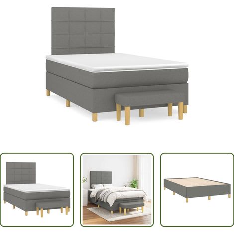 Matratze - Boxspringbett mit Matratze Dunkelgrau 120x190 cm Stoff (1/5)
