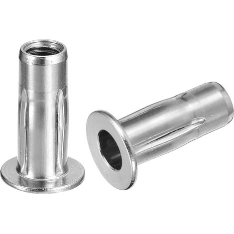 M8 Multi-Grip Rivet Écrous, 2pcs Pré-Bulbé Tige Plat Tête Fileté Insert Écrou 304 Inox Acier Plus Écrous pour Construction Industriel (1/5)