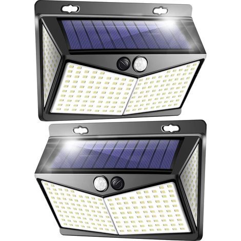 Foco solar para exteriores, foco LED con detector de movimiento, 208 LED, IP65, luz LED solar para exteriores con sensor - Paquete de 2 (1/5)