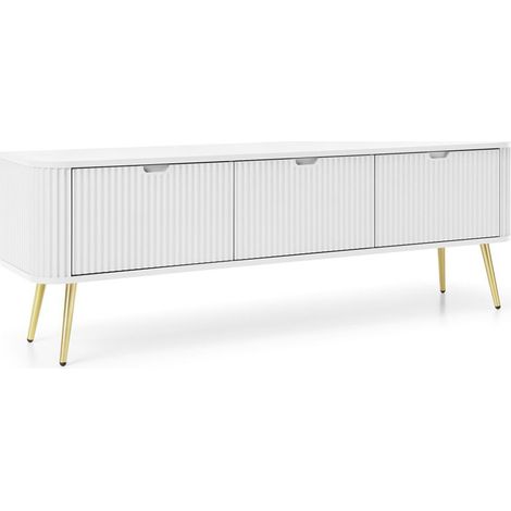Lowboard mit Rillen weiß, Füße gold, ZARA-160 (1/5)