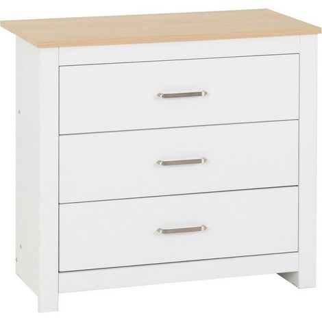 Portland 3 Drawer Chest - L40 x W80 x H71.5 cm - White/Oak Effect