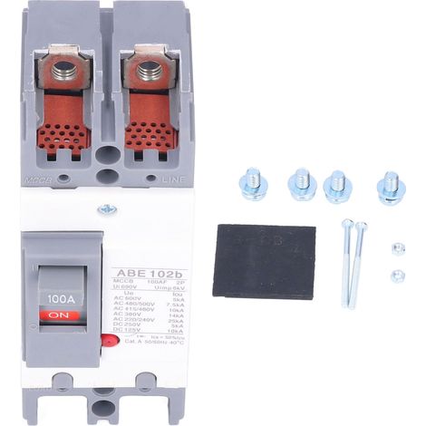 Disjoncteur Automatique 2 Pôles - 100 A - Protection Contre Surtension Et Sous-Tension - Boîtier Moulé - Pour Installation Électrique Fixe - 1 Pièce (1/5)