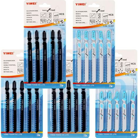 Ensemble de 25 lames de scie à poignée en T pour scie sauteuse à bois, lames variées pour la coupe du bois, du plastique et du métal, lames de scie alternatives compatibles avec le métal pour toutes l (1/5)