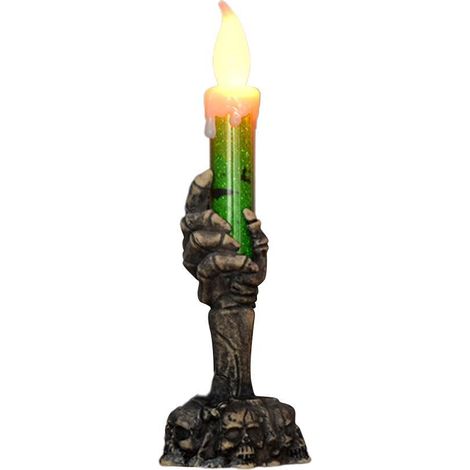 Squelette Halloween Lampe LED Main Flamme Bougie Lumière Support Décoration Maison Bar Fête (1/5)