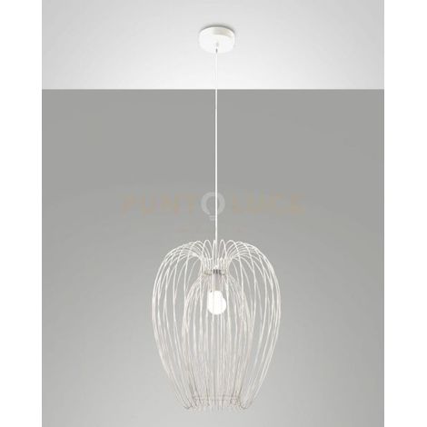 CAMP LAMPADARIO A SOSPENSIONE BIANCO IN METALLO 1 LUCE ATTACCO E27 D.40CM